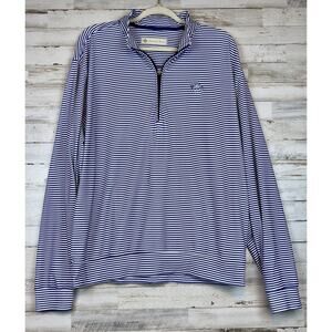 Donald Ross Mens Large Quarter Zip Striped Pullover Sweater Nautical